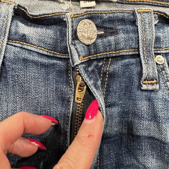 McGuire Anthro Size 28 Jeans Tuxedo Striped Vintage Mid Rise Slim Stretch Denim - Picture 10 of 16